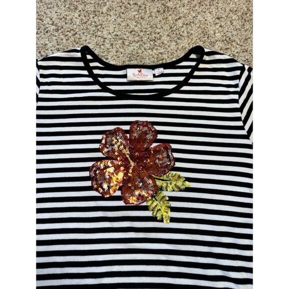 Quacker Factory Sparkly Hibiscus shirt, size Women's XL - Picture 9 of 10